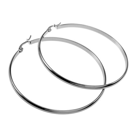 ∅60 mm x 3 mm Boucles d'oreilles Femme - Acier inoxydable poli - Boucles d'oreilles