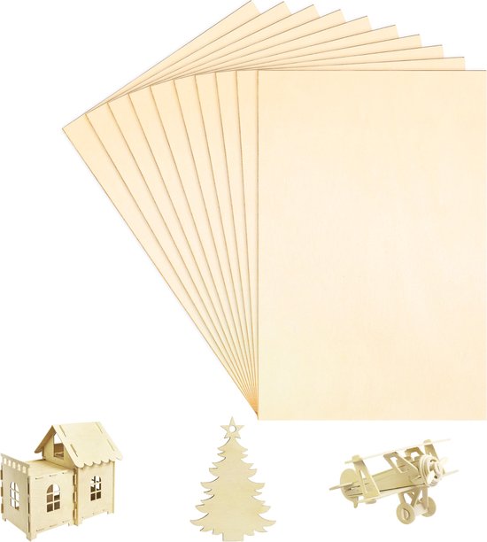 Belle Vous 10 Pak 2 Mm Spaanplaat Vellen 20 X 30 Cm Onbewerkt 