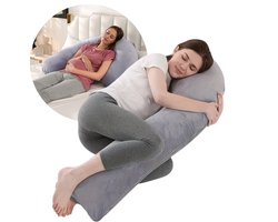Home4u® Zwangerschapskussen J-vorm - Zijslaapkussen - Voedingskussen - Lichaamskussen - Body pillow