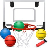 ini-basketbalkorf, basketbalband voor kinderen en volwassenen, boven deur, basketbalbanden met 3 rubberen ballen, sportfeest, gunst voor thuiskantoor, deurmuur, cadeau voor jongens en meisjes