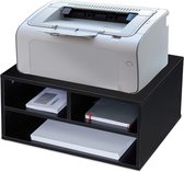 Printerkastje bureau met 3 vakken - Houten printerstandaard in zwart - Ruimtebesparend - Afmetingen: 225 x 49 x 40 cm Printer Stand