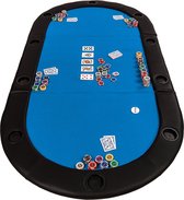GAMES PLANET Pokermat - Pokertafel Kleed - Opvouwbaar - Bekerhouder - 180 x 79 cm - Blauw