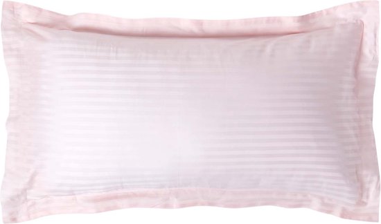 Homescapes Taie d'oreiller volant plat en coton égyptien 330 fils coloris rose 50 x 90 cm