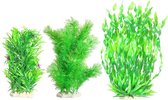 3 stuks 24-32 cm aquariumplanten kunststof, aquariumdecoratie XL, kunststof plantendecoratie voor aquarium (groen)