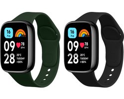 kwmobile 2x horlogebandjes geschikt voor Xiaomi Redmi Watch 3 Active bandje - Smartwatch bandjes van TPU - Activity tracker horloge band in zwart / donkergroen