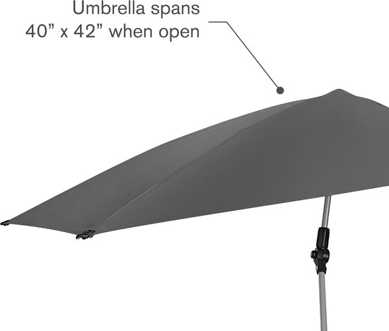 verstelbare paraplu met universele klem, SPF 50+, grijs, normaal