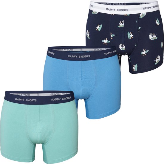 Happy Shorts Heren Boxershorts Trunks Surfing Seagull 3-Pack - Maat S