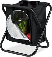Opvouwbare campingkruk met koeltas - Draagbaar tot 100 kg - Viskrukje zwart - Handig voor onderweg pop up stool