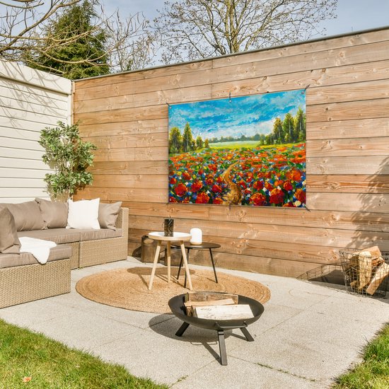 Affiche de jardin - Toile de jardin - Posters de jardin extérieur - Peinture à l'huile - Peinture - Fleurs - Paysage - 120x80 cm - Jardin