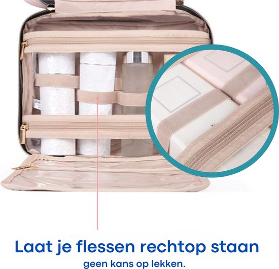 Kioto Trousse de Toilette avec Crochet - Femme et Homme - Trousse de Maquillage - Beauty Case Femme - Trousse de Toilette - Organisateur de Voyage Homme & Femme, Fille et Enfant - Vert Blauw