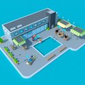 Illustratie van mensen die wifi gebruiken bij een zwembad en in een gebouw.