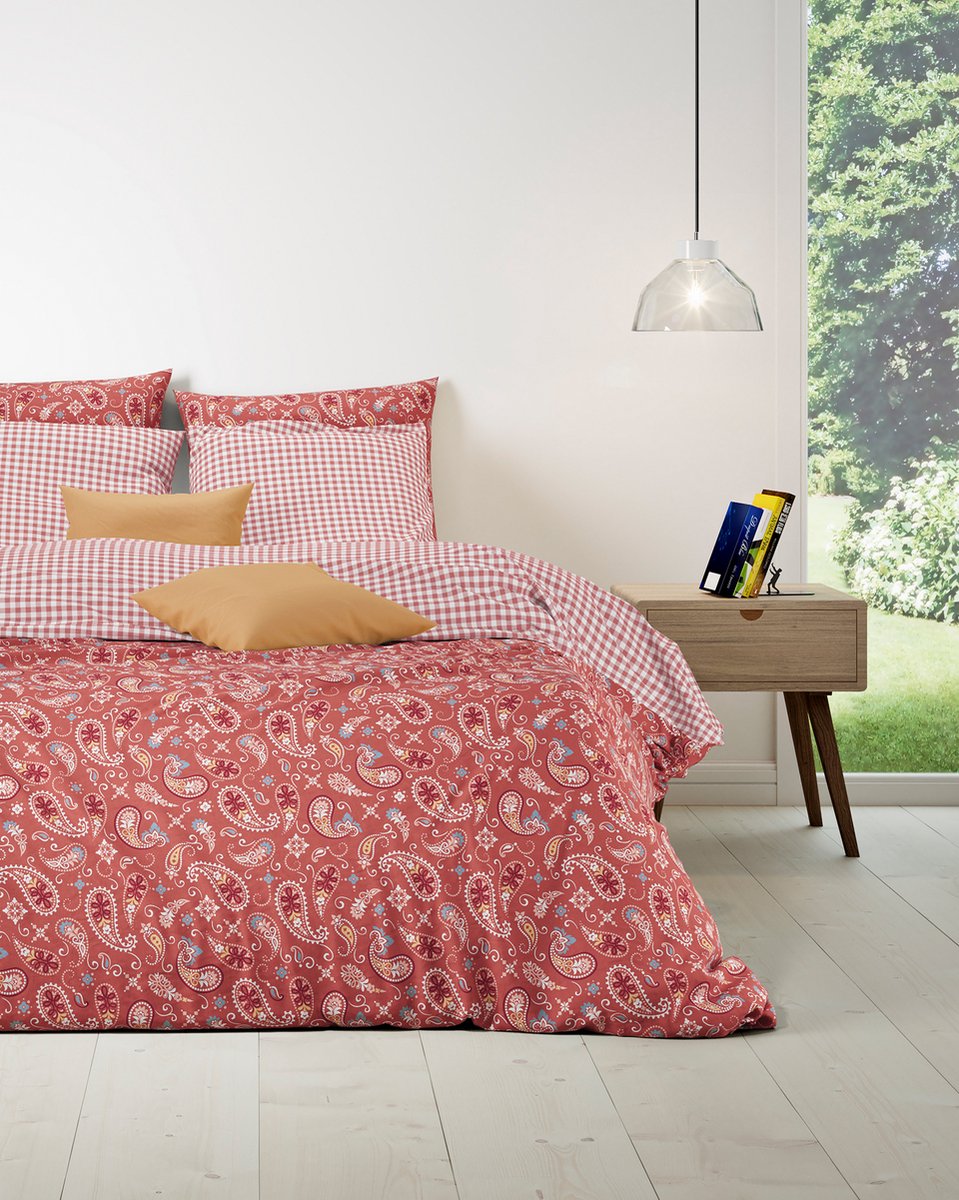 Mistral Home DEKBEDOVERTREK - katoen renforcé - 240 x 220 cm + 2x 65 x 65 cm - lits-jumeaux - dessin - rood Rood/Wit/Blauw