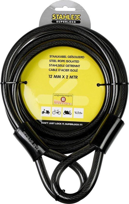 Stahlex Staalkabel met lussen - 2 meter - 12 mm - Geplastificeerd - Diefstalpreventie van Stahlex — afbeelding 5