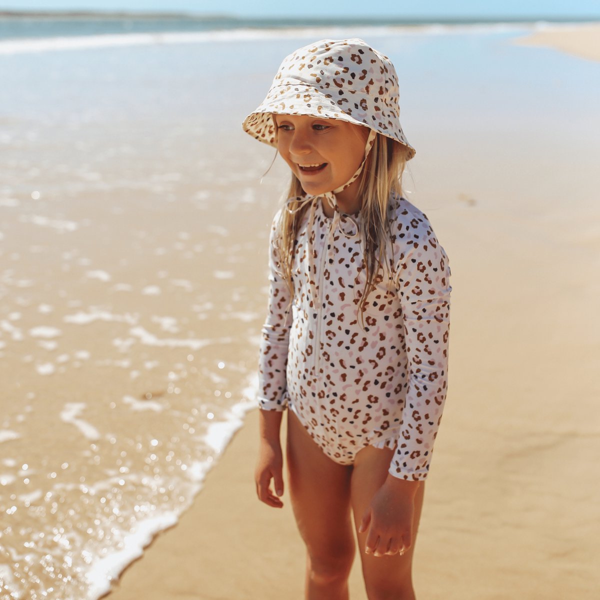 Swim Essentials UV Badpak Meisjes Met Lange Mouwen - Kaki - Leopard — afbeelding 6