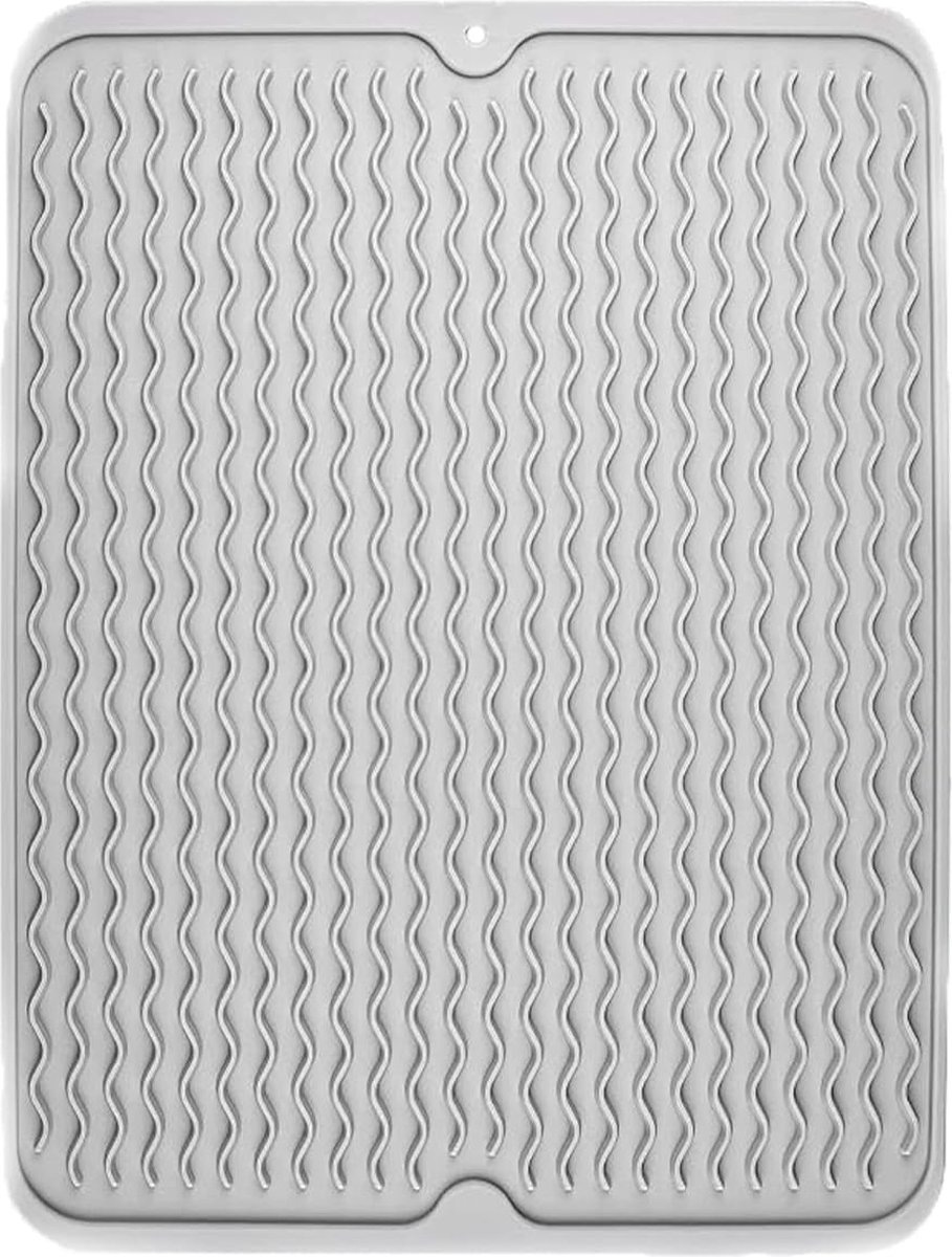 Goedkoopste afdruipmat, afdruipmat van siliconen, voor bestek en servies, veilig en hittebestendig tot 220 graden Celsius, koel grijs, 40 x 30 cm