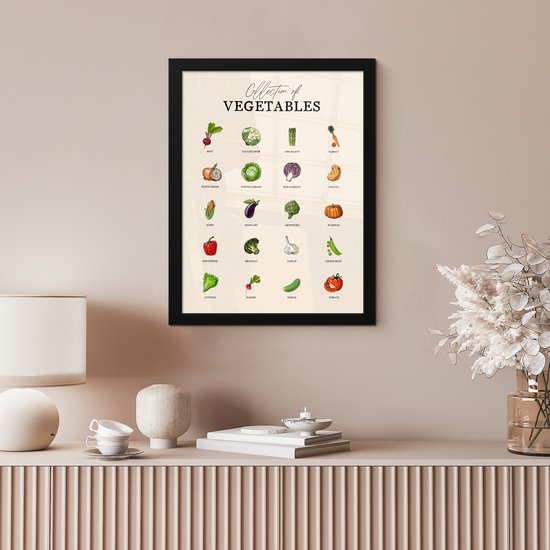 Cadre photo avec affiche - Cadre pour affiche 30x40 cm - Posters - Types de légumes - Coloré - Aliments - Vintage - Photo dans cadre - Décoration murale de Cuisine - Accessoires de Décoration murale - Décoration murale - Peintures