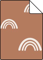 Proefstaal ESTAhome behangpapier regenboogjes terracotta en wit - 139383 - 26,5 x 21 cm