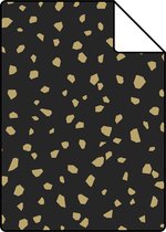 Proefstaal ESTAhome behangpapier terrazzo zwart en goud - 139134 - 26,5 x 21 cm