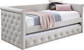 Canapé lit extensible avec rembourrage - 2 x 90 x 190 cm - Tissu - Beige - LOUISE L 219 cm x H 95,2 cm x P 98,5 cm