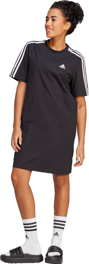 adidas Sportswear Essentials 3-Stripes Single Jersey Boyfriend T-shirtjurk - Dames - Zwart- 2XS