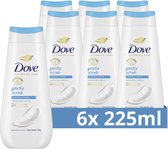 Dove Advanced Care Verzorgende Douchegel - Gentle Scrub - 24-uur lang effectieve hydratatie - 6 x 225 ml