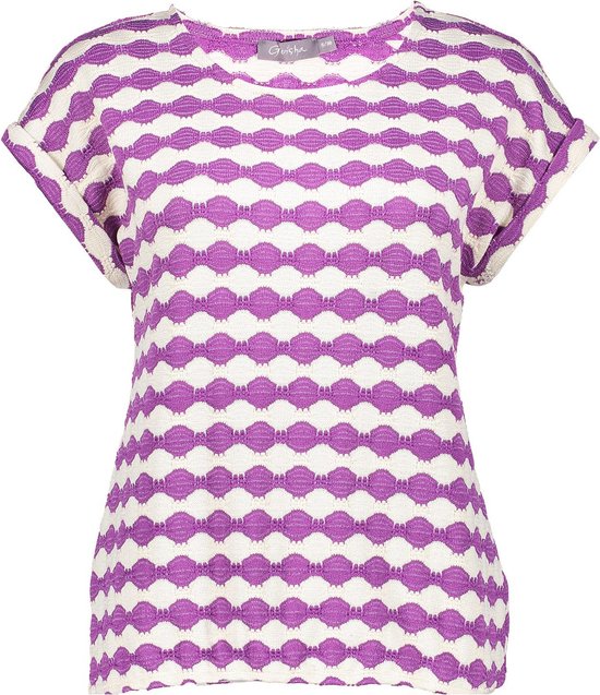 Geisha T-shirt T Shirt Met Structuur 42387 20 Off-white/purple Combi Dames Maat - L