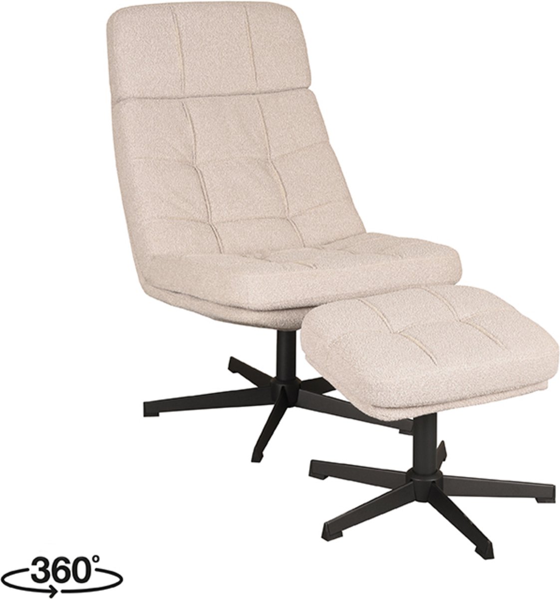 LABEL51 Alvar Fauteuil - Naturel - Stof - Incl. Hocker