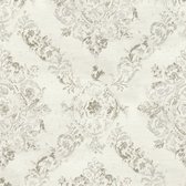 Barok behang Profhome 387072-GU vliesbehang hardvinyl warmdruk in reliëf licht gestructureerd in barok stijl glanzend crème platina parelmoer-grijs grijs 5,33 m2