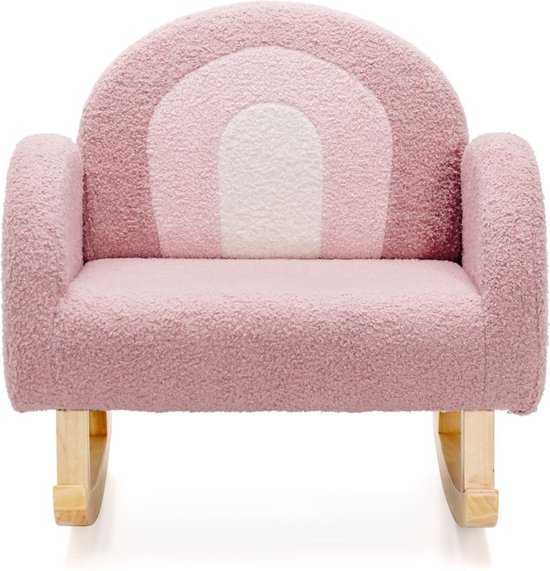 Trendmix Schommelstoel Kinderen Teddy Stof Roze regenboog - Kinderzetel - Schommelzitje - 50,8 x 49,5 x 50,8 cm van trendmix — afbeelding 3