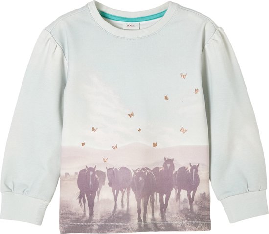 S'Oliver Girl-Meisjes sweater--60B0 aqua AOP-Maat 116/122