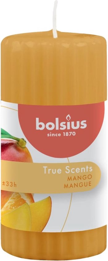 Bolsius Geurkaarsen geribbeld 6 st mango 120x58 mm