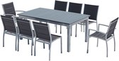 Concept-U - Uitbreidbare tuintafel en 8 aluminium stoelen/grijs textilene AREZZO