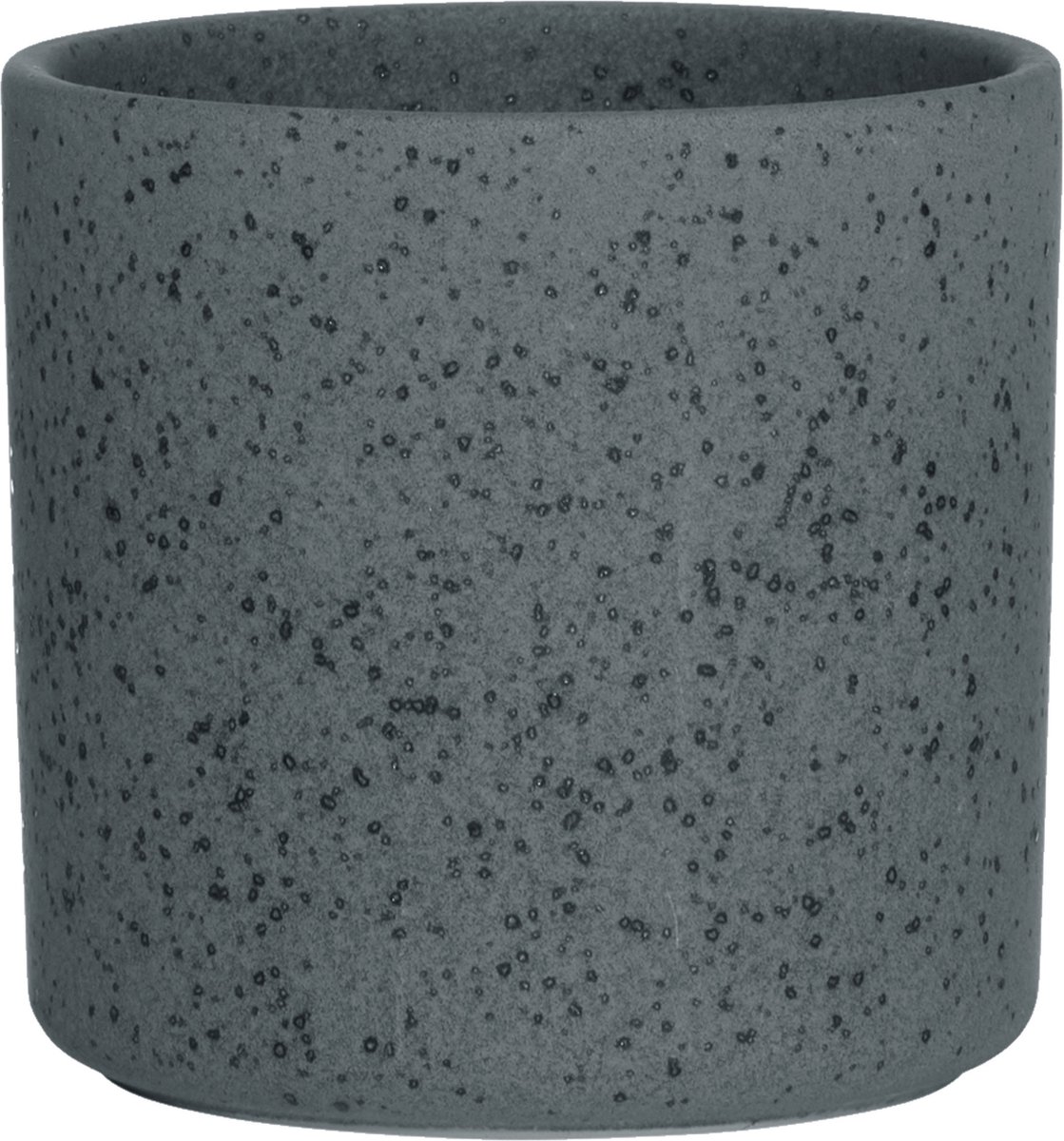 Hakbijl Plantenpot/bloempot Cindy - zwart - keramiek - cilinder - D15 x H15 cm