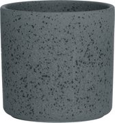 Hakbijl Plantenpot/bloempot Cindy - zwart - keramiek - cilinder - D15 x H15 cm