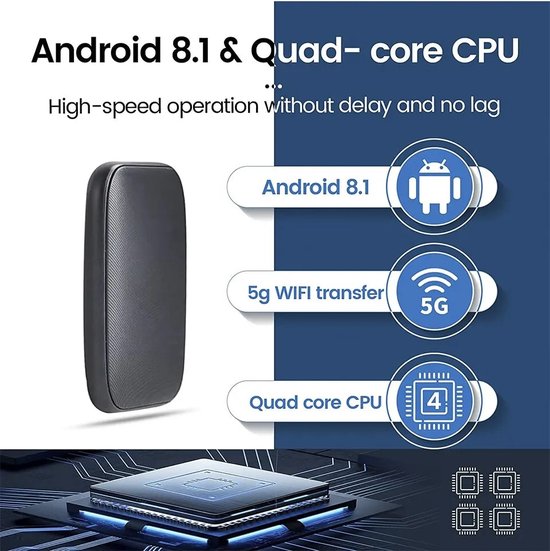 CB6 CarPlay AI Box Android 13, draadloze CarPlay & Android Auto
