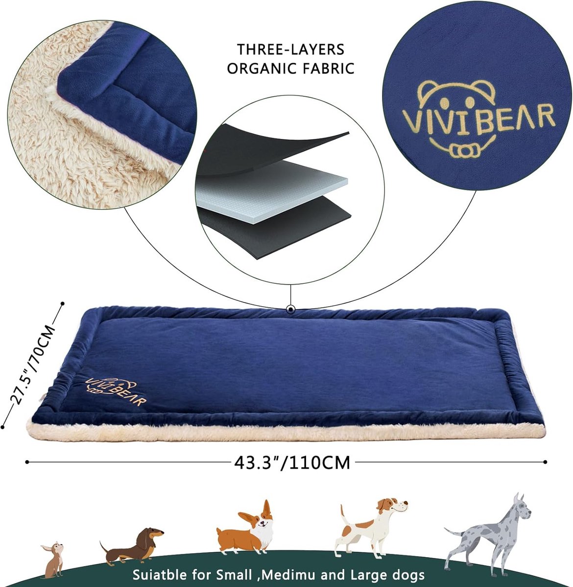 your GEAR Termoli 100 x 70 cm - Hundebett für Auto Kofferraum mit Ladekantenschutz, Hundekorb, Hundematte, Reisebett