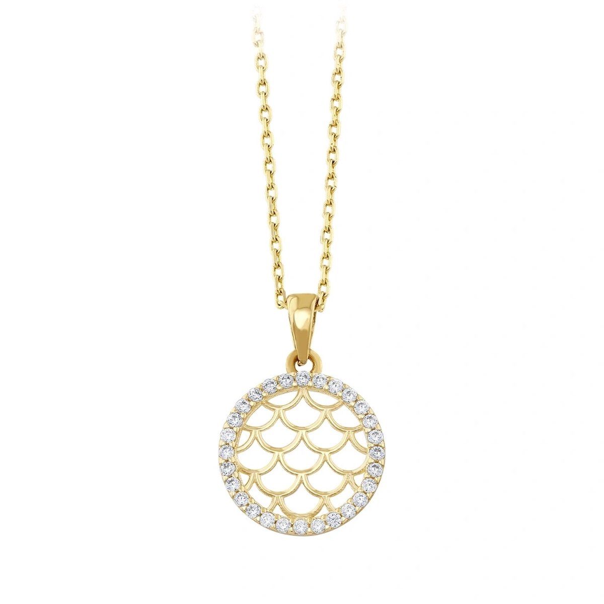 Gouden Ketting Rond Fantasie Hanger 14 karaats 42 cm