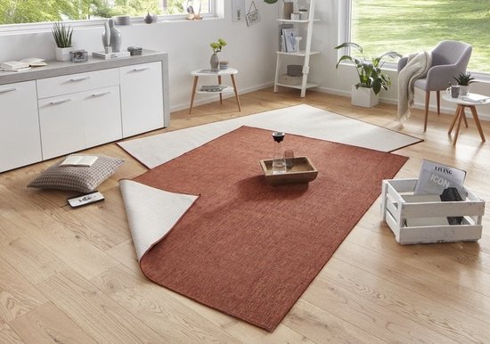 Flycarpets Omkeerbaar Vloerkleed - Binnen & Buitenkleed Miami- Terra - 80x350 cm