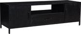 Black Omerta - TV-meubel - 180cm - mango - zwart - 2 deuren - 1 lade - 1 nis - stalen frame