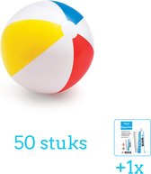 Ballon de plage gonflable Intex brillant - Medium - 51 cm - 59020NP - 50 pièces - Pack économique - Kit de réparation WAYS inclus (1 pièce)