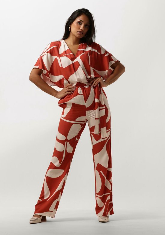 Another Label Nena Graphic Jumpsuit S/s Jumpsuits Dames - Rood - Maat S