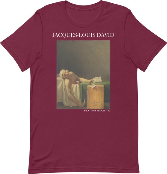 Caspar David Friedrich 'De Wandelaar boven de Nevelzee' ("Wanderer Above the Sea of Fog") Beroemd Schilderij T-Shirt | Unisex Klassiek Kunst T-shirt | Maroon | L
