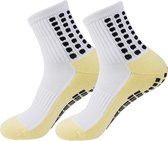 Ychee - Antislip Kindersokken - Extra Grip Sokken - Trampoline - Spelen - Binnenspeeltuin - Indoor - Voetbal - Veilig - Comfort - One Size - Maat 28-33 - Wit