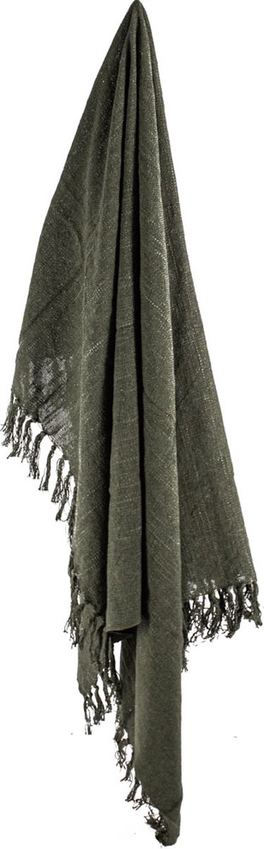 HomeBound by KY | Plaid Cosy dark green | 80% katoen | 130x160cm | deken donker groen katoen