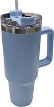 Kay - Tumbler met Handvat en Rietje - Thermosbeker - 1,2 Liter - Waterfles - Blauw