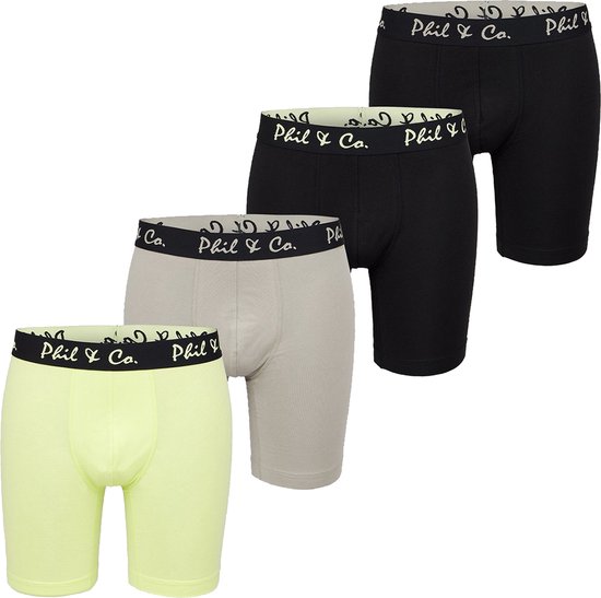 Phil & Co Boxershorts Heren Met Lange Pijpen Boxer Briefs 4-Pack Geel / Beige - Maat M