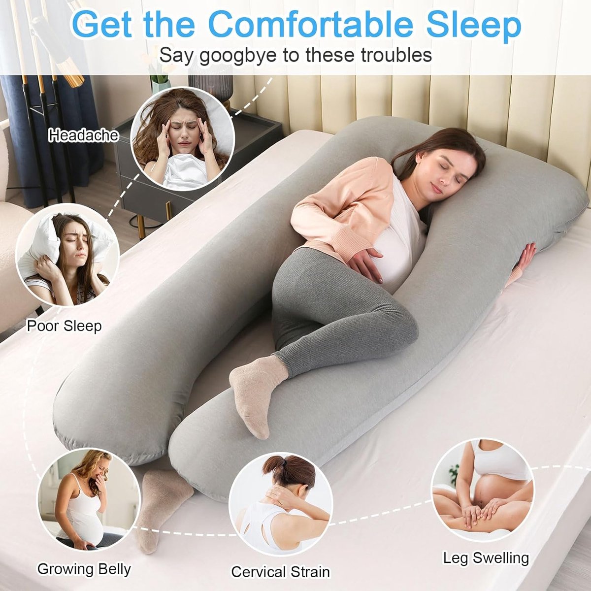 Goedkoopste Ergonomische U-vormige Ondersteuningskussen voor Optimaal Slaapcomfort en Verlichting van Lichaamsspanning
