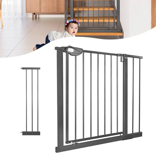 YARDIN Traphekje voor kinderen en huisdieren, 90 graden stop, automatisch sluitend, zwart, 85-95 cm YARDIN Traphekje voor kinderen en huisdieren, 90 graden stop, automatisch sluitend, zwart, 85-95 cm