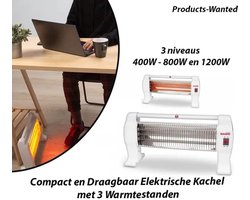 Home Basic Compacte Halogeenkachel 1200W – Elektrische Straalkachel met 3 Warmtestanden en…