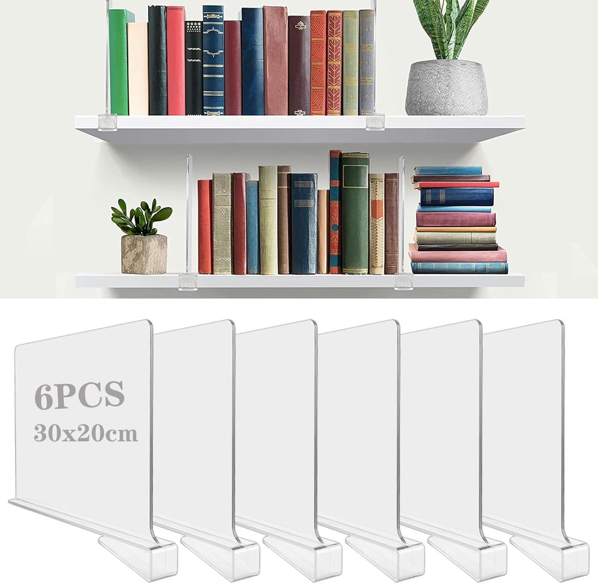 My Ninki ® Transparante Acryl Plankverdelers Set van 6 voor Efficiënte Kastorganisatie en Netheid